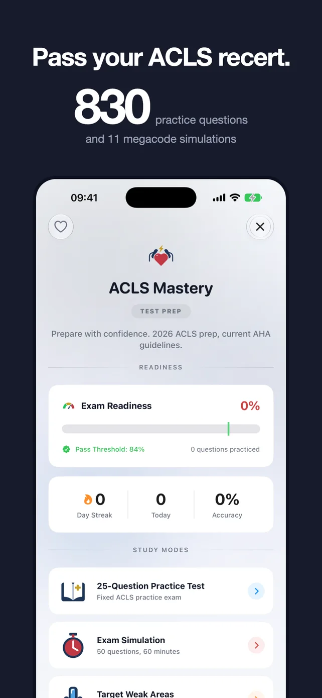 Pass your ACLS recert with 830 practice questions
